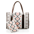 White Charming Bohemian Pattern Set of Tote Bag and Wrist Bag - Sticky add to cart bar