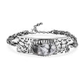 D'Joy Artisan Crafted White Buffalo 34.70 ctw Legends of the Desert Bracelet in Black Oxidized Sterling Silver (8.00 In) - Sticky add to cart bar