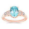 Cambodian Blue Zircon and White Zircon 3.46 ctw Ring in 18K Vermeil Rose Gold Over Sterling Silver (Size 10.0) - Sticky add to cart bar