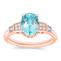 Cambodian Blue Zircon and White Zircon 3.46 ctw Ring in 18K Vermeil Rose Gold Over Sterling Silver (Size 10.0)