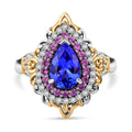 Tanzanite and Multi Gemstone 2.15 ctw Ring in Vermeil YG and Rhodium Over Sterling Silver (Size 7.0) - Sticky add to cart bar