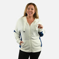 Max Studio Performance Cream and Blue Bella Fleece Hoodie - L - Sticky add to cart bar