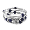 Lapis Lazuli Beaded 40 ctw Wrap Bracelet in Silvertone (6.5-7In) - Sticky add to cart bar