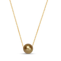 AAA South Sea Golden Cultured Pearl Sunset Drop Necklace in 18K Yellow Gold 18 Inches
