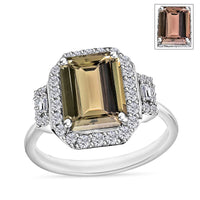 Luxoro AAA Turkizite and G-H I2 Diamond Ring in 14K White Gold (Size 10.0) 4.33 ctw