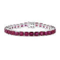 Asscher Cut Niassa Ruby (FF) 29.15 ctw Art Deco Bracelet in Rhodium Over Sterling Silver (6.50 In) - Sticky add to cart bar