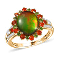 Canadian Ammolite and Multi Gemstone 0.75 ctw Floral Ring in 18K Vermeil Yellow Gold Over Sterling Silver - Sticky add to cart bar