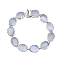 Premium Rainbow Moonstone 55.25 ctw Bracelet in Rhodium Over Sterling Silver (7.50 In)