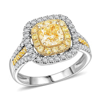 Modani 950 Platinum & 18K Yellow Gold Natural Yellow and White Diamond (SI) Ring (Size 10.0) 1.70 ctw