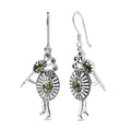 D'Joy Artisan Crafted Blue Moon Turquoise 2.90 ctw Kokopelli Earrings in Black Oxidized Sterling Silver - Sticky add to cart bar