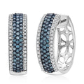 Venice Blue Diamond I1-I2 and Diamond 1.00 ctw Hoop Earrings in Platinum Over Sterling Silver - Sticky add to cart bar