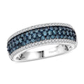 Venice Blue Diamond I1-I2 and Diamond 1.00 ctw Ring in Platinum Over Sterling Silver - Sticky add to cart bar