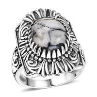 Artisan Crafted White Buffalo 5.00 ctw Ring in Sterling Silver (Size 10.0)