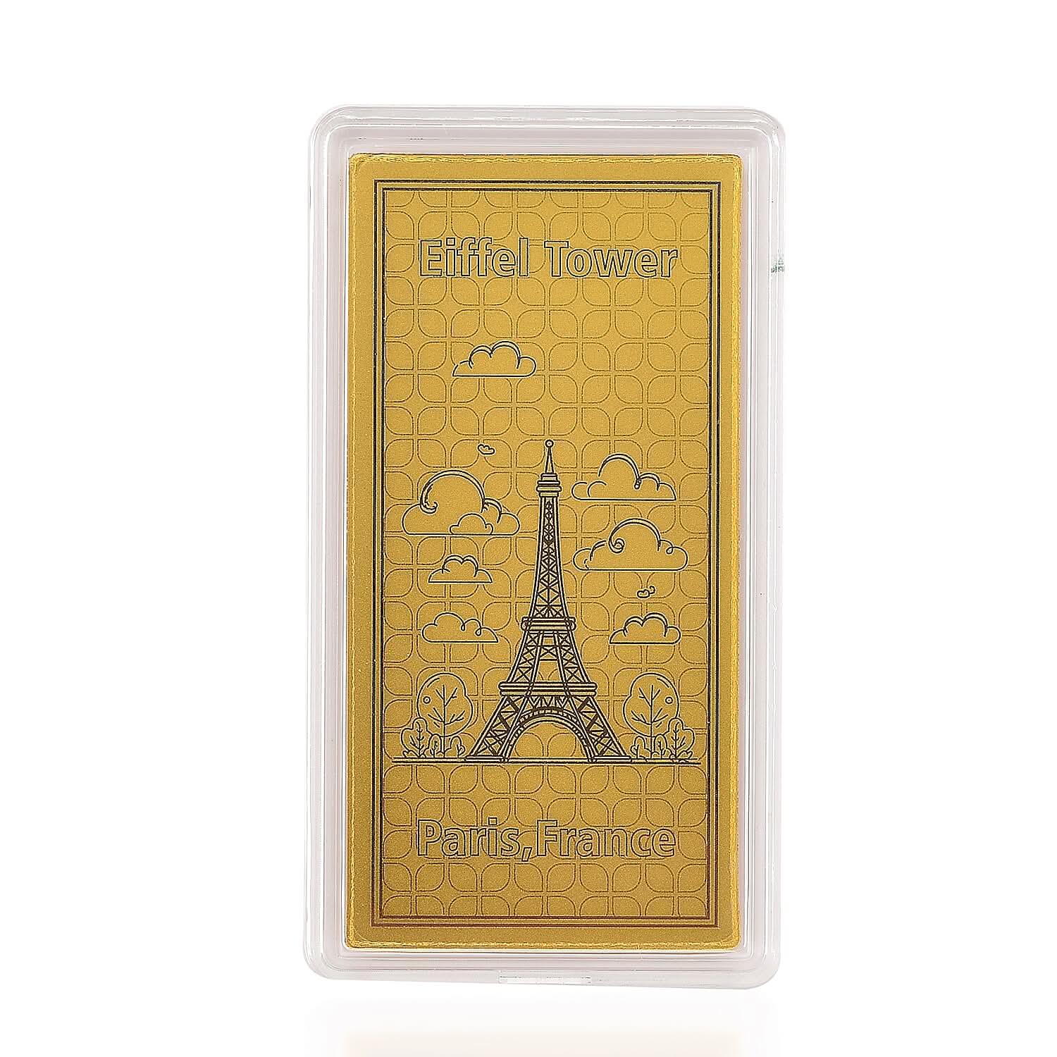 24K Golden Eiffel Tower, Icon of Romance & Elegance Emboss Sheet 55x30mm 100mg