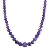 Mozambique Garnet, Charoite Beaded Necklace (20 Inches) in Rhodium Over Sterling Silver 550.05 ctw