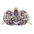 Black Hand Embroidery Oval Shaped Pearl Studded Velvet Clutch - Sticky add to cart bar
