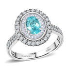 Certified & Appraised Rhapsody AAAA Paraiba Tourmaline and E-F VS2 Diamond 2.10 ctw Ring in 950 Platinum 7.10 Grams