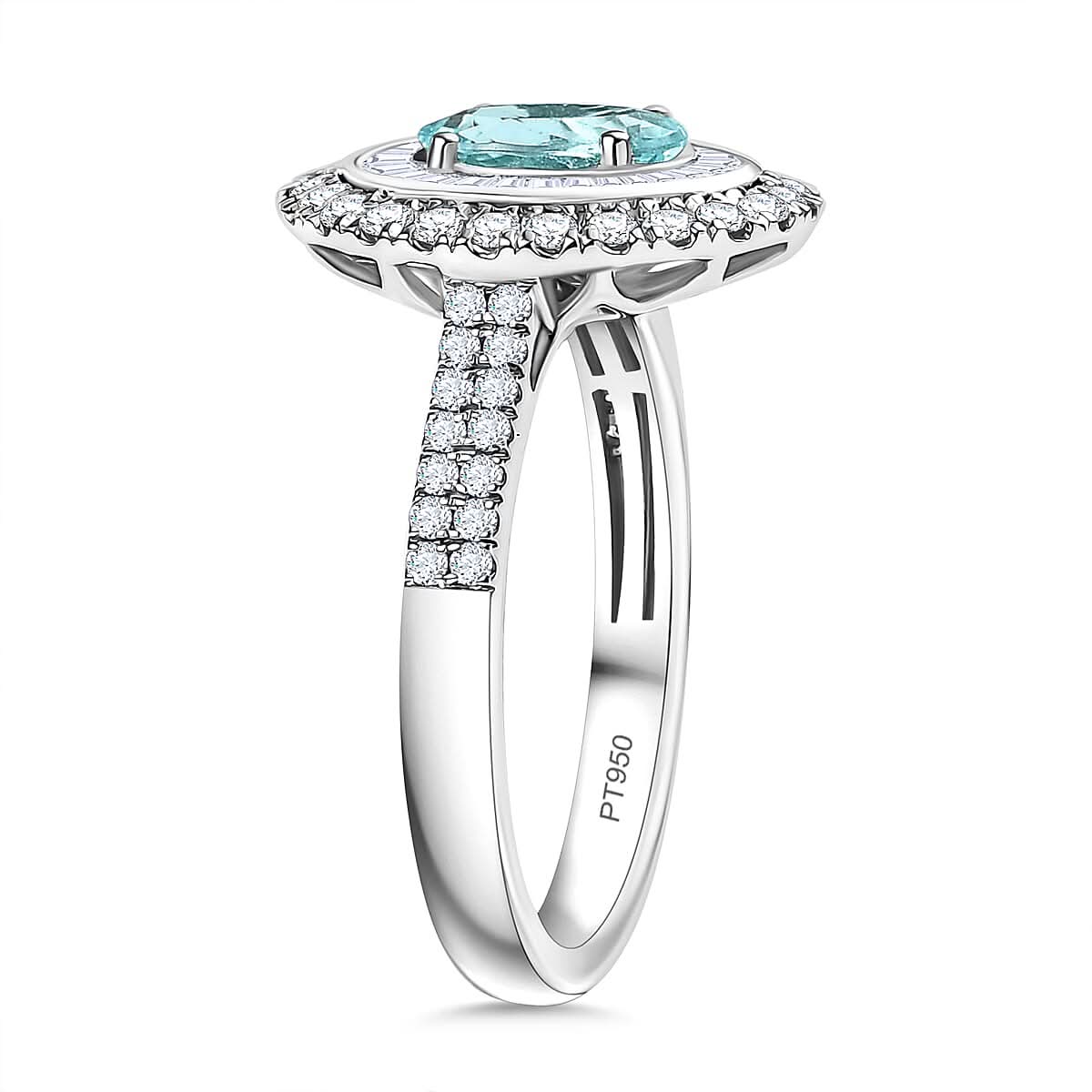 Certified & Appraised Rhapsody AAAA Paraiba Tourmaline and E-F VS2 Diamond 2.10 ctw Ring in 950 Platinum 7.10 Grams (4)