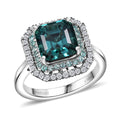 Certified & Appraised Rhapsody 950 Platinum AAAA Lagoon Tourmaline, Paraiba Tourmaline and Diamond (E-F, VS2) Ring (Size 7.0) (8.30 g) 5.15 ctw - Sticky add to cart bar