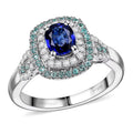 Certified & Appraised Rhapsody AAAA Ceylon Blue Sapphire, Paraiba Tourmaline and E-F VS Diamond 2.24 ctw Ring in 950 Platinum (Size 6.0) 8.50 Grams - Sticky add to cart bar