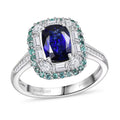 Certified & Appraised Rhapsody AAAA Ceylon Blue Sapphire, Paraiba Tourmaline and E-F VS Diamond 3.50 ctw Ring in 950 Platinum (Size 7.0) 6.80 Grams - Sticky add to cart bar