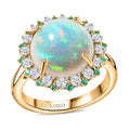 Luxoro 14K Yellow Gold AAA Ethiopian Welo Opal, Paraiba Tourmaline and Diamond (G-H, I2) (0.56 cts) Ring (Size 10.0) 6.00 ctw - Sticky add to cart bar