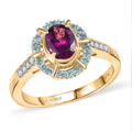 Certified & Appraised Luxoro 10K Yellow Gold AAA Radiant Ember Garnet, Paraiba Tourmaline and Diamond (G-H, I2) Ring (Size 10.0) (Del. in 10-12 Days) 1.75 ctw - Sticky add to cart bar