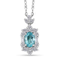 Certified & Appraised Rhapsody 950 Platinum AAAA Paraiba Tourmaline and E-F VS2 Diamond 2.10 ctw Floral Necklace 18 Inches 4.5 Grams - Sticky add to cart bar
