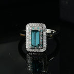 Certified & Appraised Luxoro 10K White Gold AAAA Lagoon Tourmaline, Paraiba Tourmaline and Diamond (G-H, I2) (0.39 cts) Ring (Size 6.0) 1.75 ctw