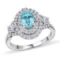 Rhapsody 950 Platinum AAAA Paraiba Tourmaline, Diamond (E-F, VS2) (1.10 cts) Ring (Size 10.0) (7.25 g) 2.30 ctw - Sticky add to cart bar
