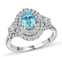 Rhapsody 950 Platinum AAAA Paraiba Tourmaline, Diamond (E-F, VS2) (1.10 cts) Ring (Size 10.0) (7.25 g) 2.30 ctw