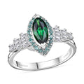 Certified & Appraised Rhapsody 950 Platinum AAAA Tsavorite Garnet, Paraiba Tourmaline and Diamond (E-F, VS2) (0.31 cts) Ring (Size 7.0) 1.50 ctw - Sticky add to cart bar