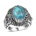 Artisan Crafted Blue Moon Turquoise 5.30 ctw Ring in Black Oxidized Sterling Silver (Size 10.0) - Sticky add to cart bar
