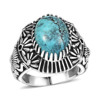 Artisan Crafted Blue Moon Turquoise 5.30 ctw Ring in Black Oxidized Sterling Silver (Size 10.0)
