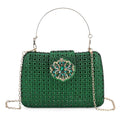 Green Gorgeous Crystal Clutch Bag (7.5"x5.12") with Shoulder Chain Strap - Sticky add to cart bar