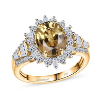Luxoro 10K Yellow Gold AAA Yellow Zircon and    Luxuriant Lab Grown Diamond 5.25 ctw Ring (Size 10.0)