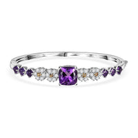 GP Italian Garden Collection African Amethyst and Multi Gemstone 9.60 ctw Bangle Bracelet in Rhodium Over Sterling Silver (7.25 In)