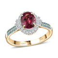 Certified & Appraised Luxoro AAAA Ouro Fino Rubellite, Paraiba Tourmaline and I2 Diamond 2.30 ctw Ring in 10K Yellow Gold (Size 9.0) - Sticky add to cart bar