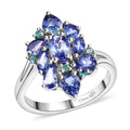 Premium Tanzanite, Paraiba Tourmaline Ring in Rhodium Over Sterling Silver (Size 10.0) 2.00 ctw - Sticky add to cart bar