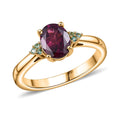 Radiant Ember Garnet ,  Paraiba Tourmaline  Solitaire Ring in 18K YG VermeilSterling Silver 1.65 ctw - Sticky add to cart bar