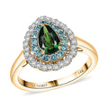 Luxoro 14K Yellow Gold AAA Tsavorite Garnet, AAAA Paraiba Tourmaline and Diamond  (E-F, I2) (0.31) Ring (Size 10.0) 1.76 ctw - Sticky add to cart bar
