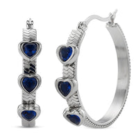 Blue Austrian Crystal Hoop Earrings