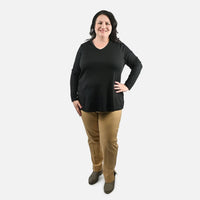 Isaac Mizrahi Black Pima Cotton V-Neck Tunic - 1X