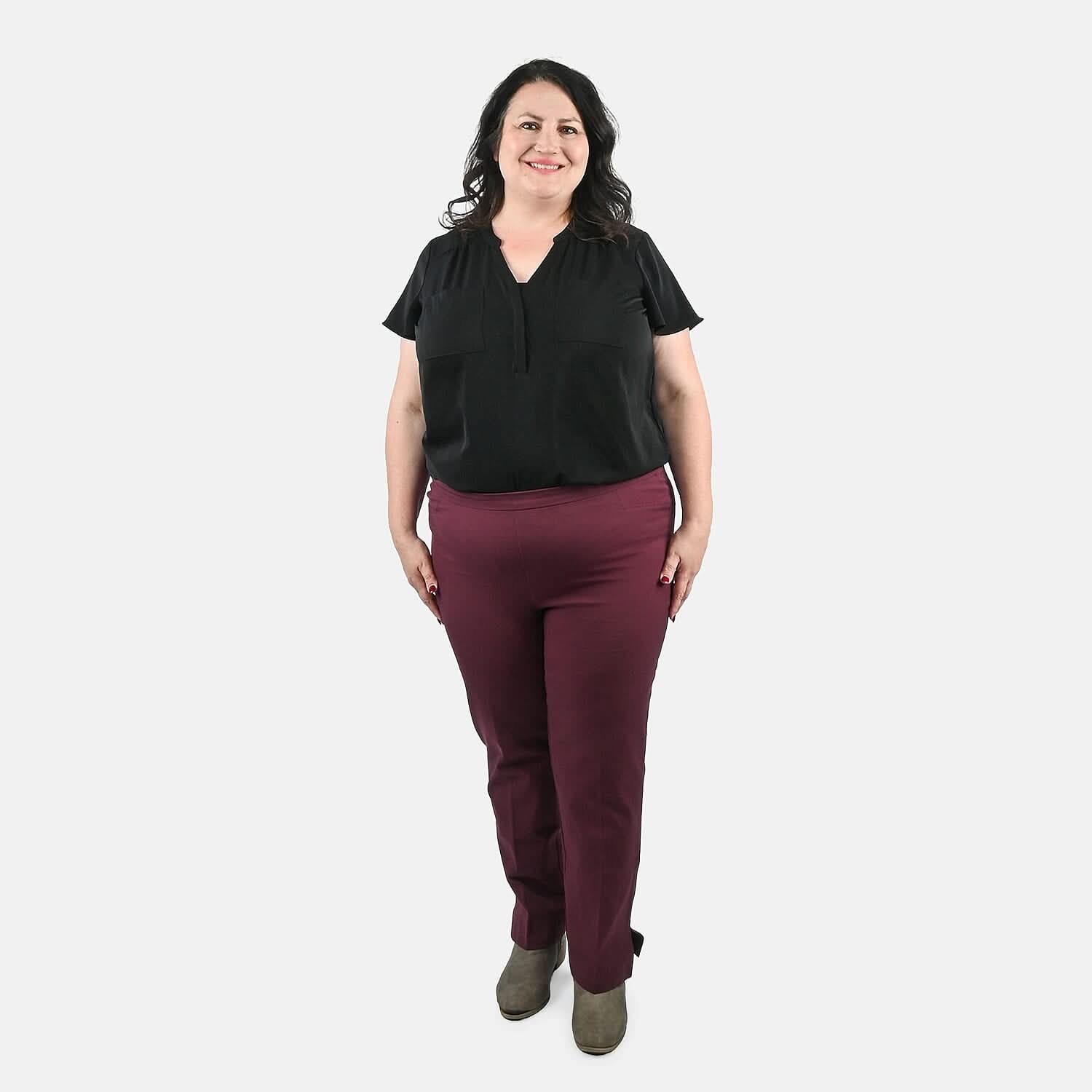 Isaac Mizrahi Dark Cherry Regular 24/7 Stretch Full Length Pant - Size 18