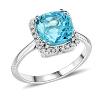 Certified & Appraised Luxoro AAA Santa Maria Aquamarine and G-H I2 Diamond 3.35 ctw Ring in 14K White Gold (Size 10.0)
