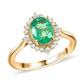 Certified & Appraised Luxoro AAA Kagem Zambian Emerald and G-H I2 Diamond 1.50 ctw Ring in 14K Yellow Gold - Sticky add to cart bar