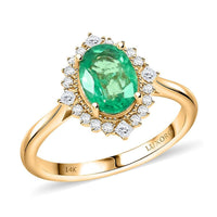 Certified & Appraised Luxoro AAA Kagem Zambian Emerald and G-H I2 Diamond 1.50 ctw Ring in 14K Yellow Gold