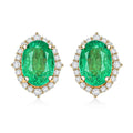 Certified & Appraised Luxoro AAA Kagem Zambian Emerald and G-H I2 Diamond 1.75 ctw Earrings in 14K Yellow Gold (Size 8.0) - Sticky add to cart bar