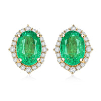 Certified & Appraised Luxoro AAA Kagem Zambian Emerald and G-H I2 Diamond 1.75 ctw Earrings in 14K Yellow Gold (Size 8.0)