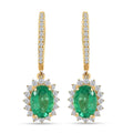 Certified Luxoro AAA Zambian Emerald, Diamond Earrings in 14K Yellow Gold 2.00 ctw - Sticky add to cart bar
